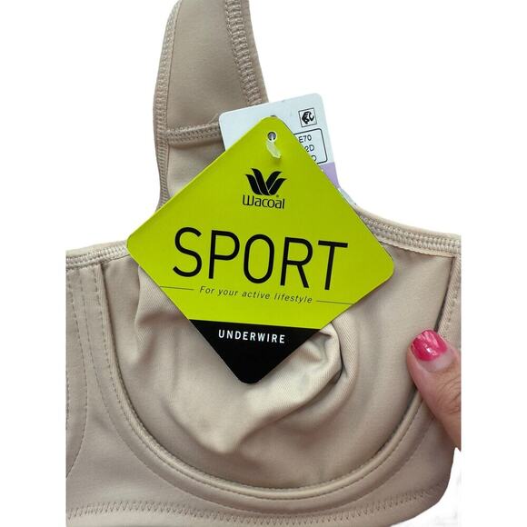 Wacoal Women's Beige Wired Full Coverage High Intensity Sports Bra Size 32D - Picture 6 of 8